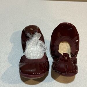 Yosi Samra SY Foldable Ballet Flat in Tawny Port Leather-Brand New in box Size 6